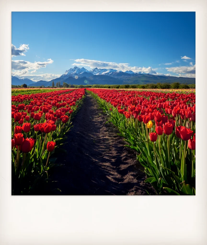Polaroid Campo de Tulipanes Trevelin Patagonia Argentina &bull; Maga de Santos ⍟ Nutrición
